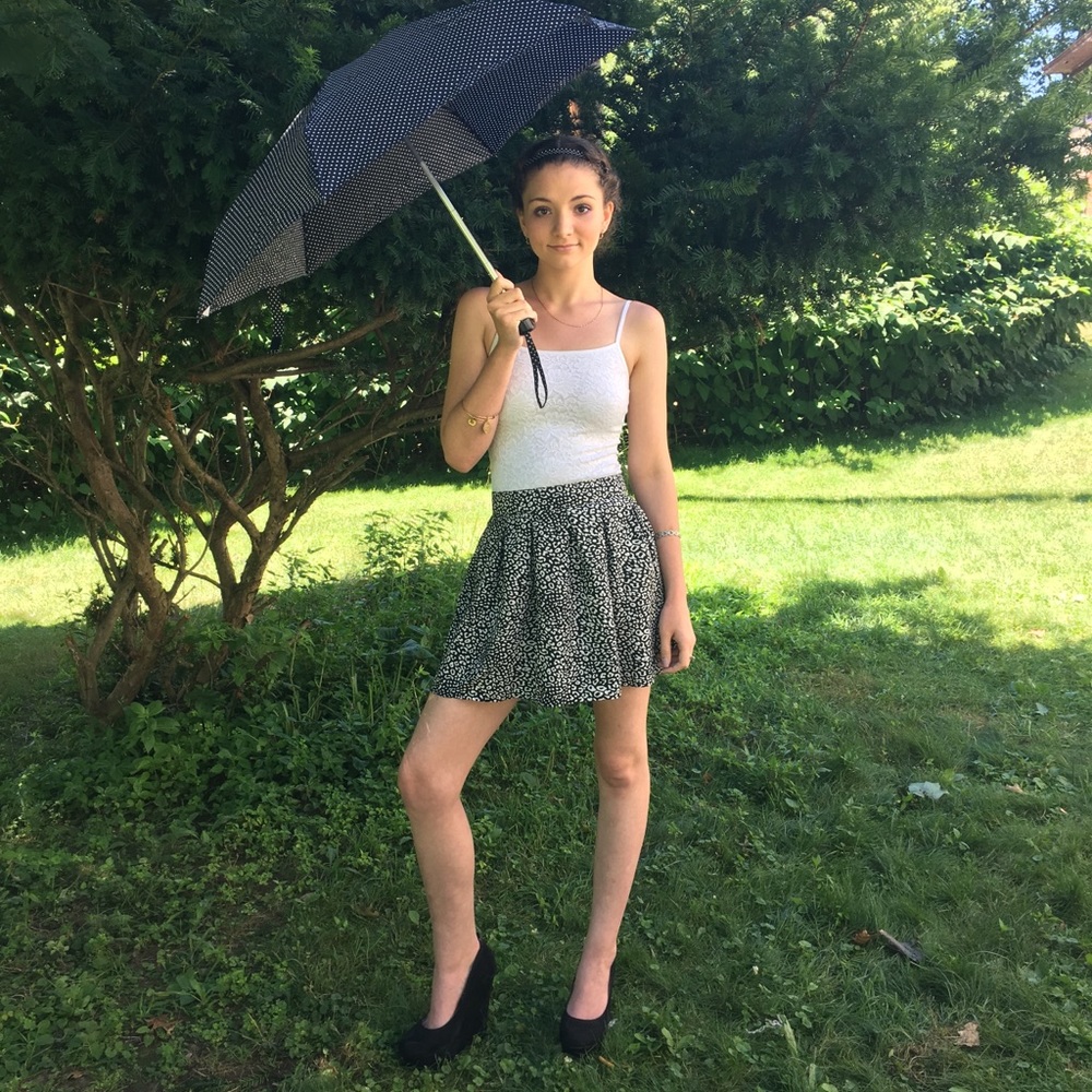 Aeropostale outfit paired with black wedges.